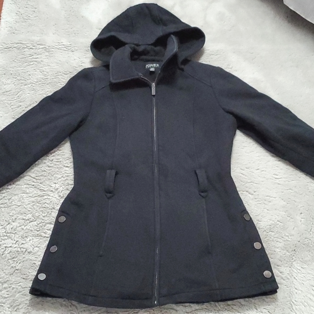 Jones New York petite black coat hoodie size S